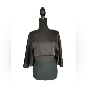 Black floral crop top, open back